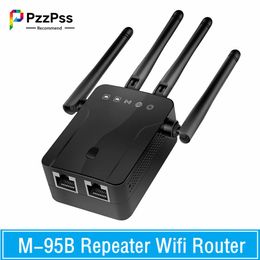 Routeurs pzzss wireless m95b répéteur wifi router 300m signal amplificateur extender 4 antenne routeur signal amplificateur pour la maison de bureau