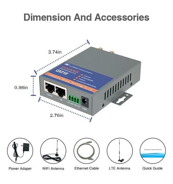 Routers QX210 M2M IoT 4G LTE Modem Router Soporte Ethernet VPN Wifi Sim Tarjeta Slot Serial RS232/RS485 Puerto