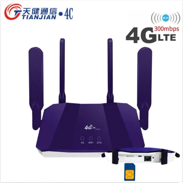 Routers Router 4G SIM Carte 300 Mbps Wiless Wiless WiFi 3G 4G Modem Déverrouillé LTE WiFi Booster Car Networking WAN / LAN RJ45 Port Routeurs