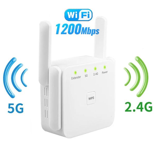 Enrutadores Enrutadores Amplificador Wifi De 1200Mbps Repetidor WiFi Inalámbrico 5G Extensor De Señal Wifi Amplificador De Red Wifi Repetición Wifi De Largo Alcance De 5 Ghz