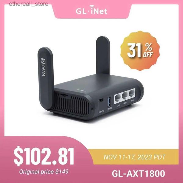 Routeurs Routeurs GL.iNet GLAXT1800 (Slate AX) Routeur de voyage WiFi 6 Gigabit Serveur client VPN OpenWrt Adguard Home Contrôle parental Q23111