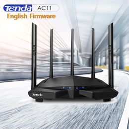 Routers Tenda AC11 Gigabit Wireless Wifi Router Dualband AC1200Wifi Repeater 5*6DBI Hoge versterking Antennes Verbrede dekking