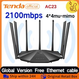 Routers Tenda AC2100 WiFi Router 2100Mbps Gigabit Dual Band Wifi Repeater Router Werkt met Alexa PK Xiaomi Wifi Router Home Internet