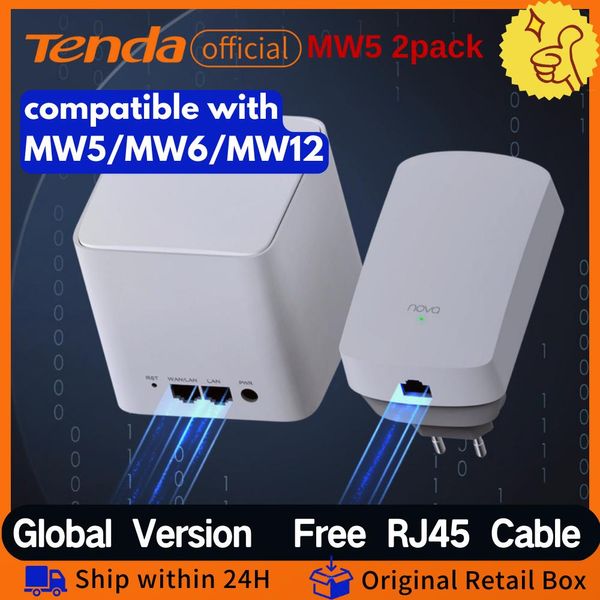 Routers Tenda Mesh Router WiFi MW5 Routeur WiFi Home 2.4 5 GHz Répapoder Tenda Mesh Wireless Extender Router Router jusqu'à 300 m²
