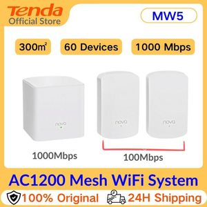 Routers Tenda Nova Router Mesh WiFi MW5 jusqu'à 3500 pieds carrés.Routeur en filet Gigabit entier 2,4 Réseaux Internet sans fil 5 GHz