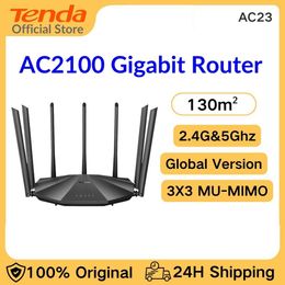 Routers Tenda Wifi Router inalámbrico AC23 2.4G 5GHz extensor de rango WiFi con 7*6dbi antenas externas Cobertura más amplia Amplifer de señal WiFi Wifi
