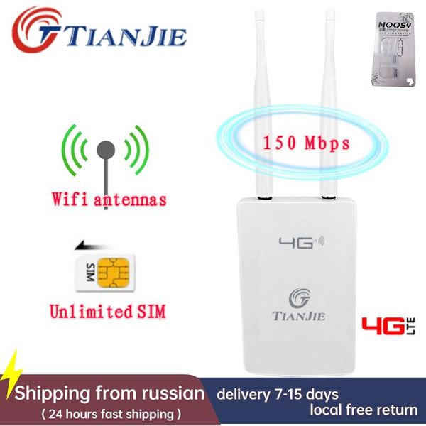 Routers Tianjie 150Mbps Tarjetas SIM Tarjetas de red ilimitadas 4G Wi Fi Router desbloqueado LTE Modem wifi enrutador al aire libre wifi antenas wifi antenas