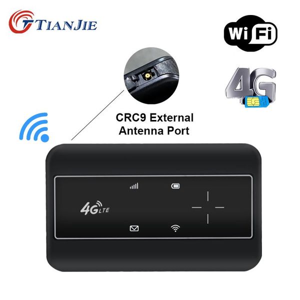 Routers Tianjie 4G Modem WiFi Policito portátil Puerto de antena externa CRC9 Hotspot Router LTE Wireless Mobile desbloqueado con ranura de tarjeta SIM