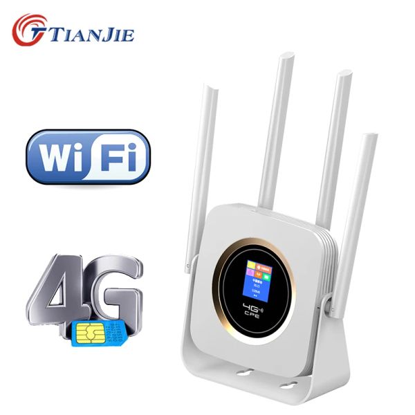 Routeurs Tianjie CPE904 Router 4G SIM Card Hotspot LTE Modem 3000mAh Battery Pocket CPE WiFi avec RJ45 LAN WAN Antenne