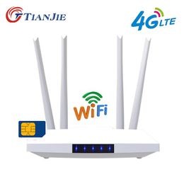 Routers Tianjie LM321 3G 4G LTE CAT4 WIFI ROUTER HOTSPOT GEBRUIKTE SIM -KAART MODEM RJ45 WAN LAN EXTERNE ANTENNAS GSM Hoge snelheid 300 Mbps