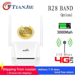 Routeurs Tianjie déverrouille 300 Mbps 4G WiFi Router Modem Networking 5DBI True Antennes avec B28 Band LTE WiFi Hotspot avec emplacement pour carte SIM