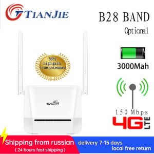 Routers Tianjie ontgrendelde 300 Mbps 4G WiFi Router Modem Networking 5DBI True Antennas met B28 Band LTE WiFi Hotspot met SIM -kaartsleuf