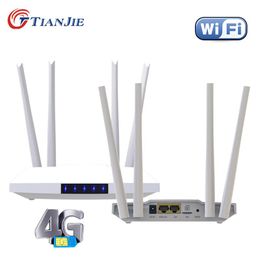 Los enrutadores Tianjie desbloquearon 300Mbps 4 antenas cuádruples de antenas de inicio Wifi enrutador 3G GSM LTE Hotspot 4G Modem con ranura de tarjeta SIM