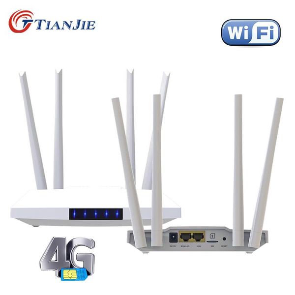 Routeurs Tianjie déverrouille 300 Mbps 4 Quad Antennes externes Router WiFi Home Router 3G GSM LTE HOTSPOT 4G Modem avec fente de carte SIM