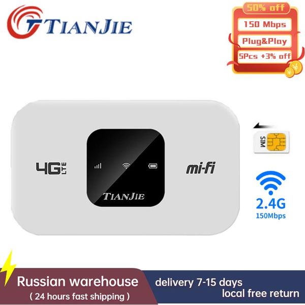 Routers Tianjie Wireless Wi Fi Router 3G Modem WiFi 4G 150Mbps Dongle Mifi Mobile Wifi Pocket Hotspot Megafon con ranura de tarjeta SIM