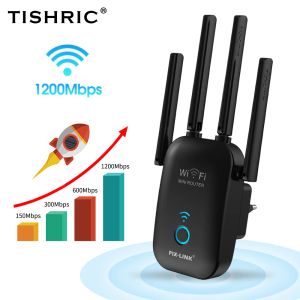 Routers Tishric 5G Wifi Repeater Router Wifi Booster WiFi Signaalversterker 1200Mbps WiFi Adapter Lange afstand WiFi Repeater