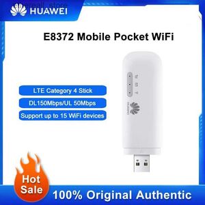 Routers ontgrendelde E8372 Modem 4G WiFi Sim Card 150 Mbps Pocket WiFi Router USB Dongle voor buitenkantoorkantoor Q231114