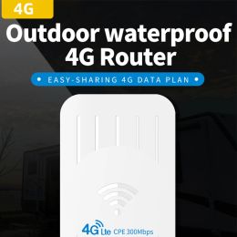 Routeurs déverrouillés en extérieur imperméable 4G SIM Card OpenWrt CPE WiFi Router Poe Power 300Mbps 4G WiFi LTE Modem avec antennes Builtin 5DBI