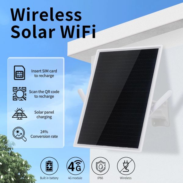 Routers W3 Solar WiFi Wifi Solar Hotspot para cámara de seguridad Código QR o insertar Tarjeta SIM Use Solar 4G Permitir 15W 5V Panel solar
