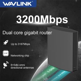 Routeurs Wavlink AC3200 routeur WiFi Smart Dual Band 5G Mumimo Gigabit Router pour la maison sans fil jusqu'à 3200 Mbps 8 * 5dbi Antennes