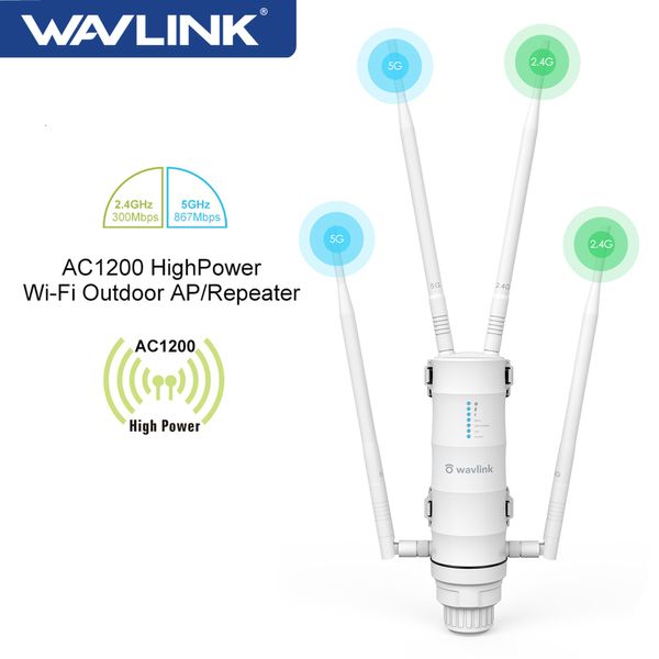 Routeurs Wavlink Extenseur de portée Wi-Fi extérieur Point d'accès sans fil Double bande 2,4 G5 GHz Routeur/répéteur Wifi haute puissance Amplificateur de signal POE 230725