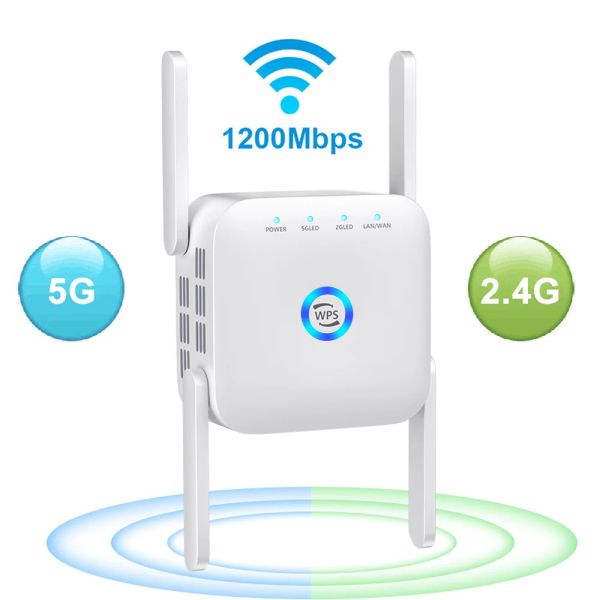 Routers Repeater WiFi 5G Amplificateur de signal WiFi 5 GHz Extender Long Range Wi Fi Booster Router WiFi 1200Mbps 5G 2.4G Répéditeur