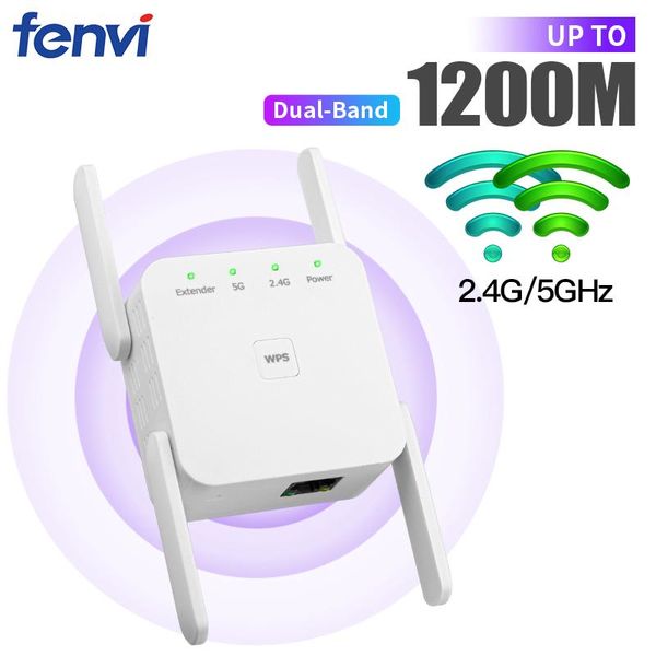 Routers Répéteur de wifi 5GHz Wiless WiFi Extender 1200 Mbps Signal à longue portée Router Wi Fi Booster 2.4G répitant