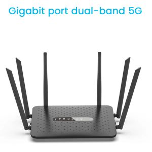 Routeurs WiFi Router Gigabit Routeur sans fil 2,4g / 5g Routeur WiFi à double bande avec 6 antennes WiFi Repeater Signal Amplificierwhite