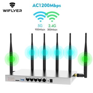 Routers Wiflyer 4G LTE WiFi Router Sim Modem Gigabit Ethernet Lan Dual Bands 5.8GHz SATA PORT 5DBI Afneembare antenne voor 64 Device