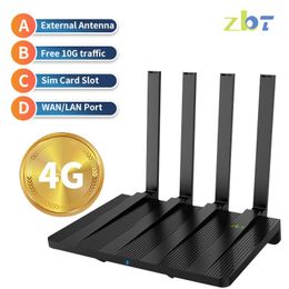 Routeurs Wiflyer WiFi Router 4G LTE 10G Données de trafic gratuit 300 Mbps HOTSPOT WIFI ROTEADOR WAN LAN CARDE SIM sans fil du modem EU à l'intérieur