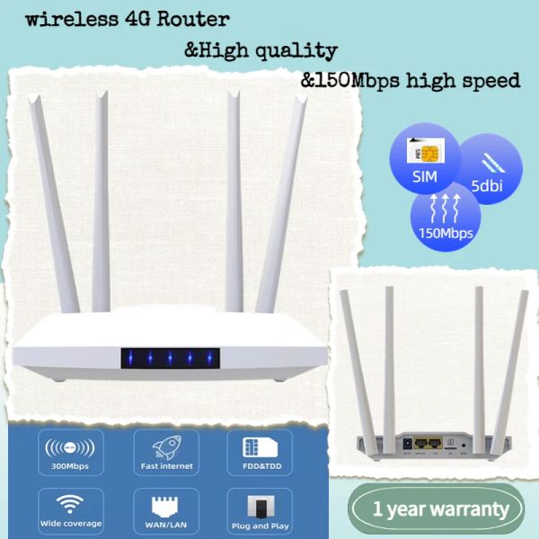 Routers Wireless 4G Router LTE 300 Mbps Modems de haut débit WiFi Déverrouiller Universal Data Router WiFi Répéteur WiFi avec SIM Card Slot