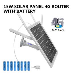 Routers WIRALLE 4G SIM Tarjeta Solar Router Wifi con 8pcs 18650 baterías, conector RJ45, puerto de carga typec, impermeable al aire libre