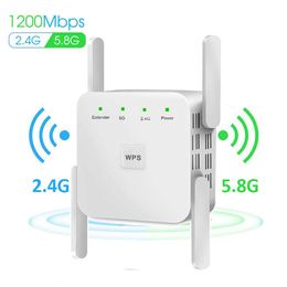 Enrutadores Extensor de repetidor WiFi inalámbrico 2.4G/ 5G Amplificador de Wi-Fi 300/1200Mbps Amplificador Repetidor de señal de rango de enrutador de gran alcance AC Ultraboost J230309