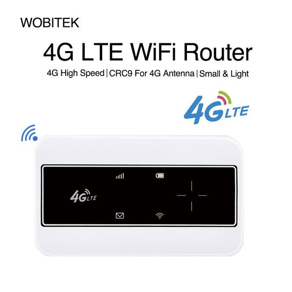 Routeurs Wobitek 4G LTE Router déverrouillé avec SIM Card Slot Modem WiFi Pocket Pocket Externe Antenne Hotspot Router Wireless Mobile