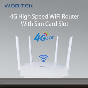 Routeurs Wobitek 4G LTE WiFi Internet Router avec SIM Card Slot déverrouillé sans fil 300 Mbps Antenne externe Port Hotspot Modem 4G WiFi