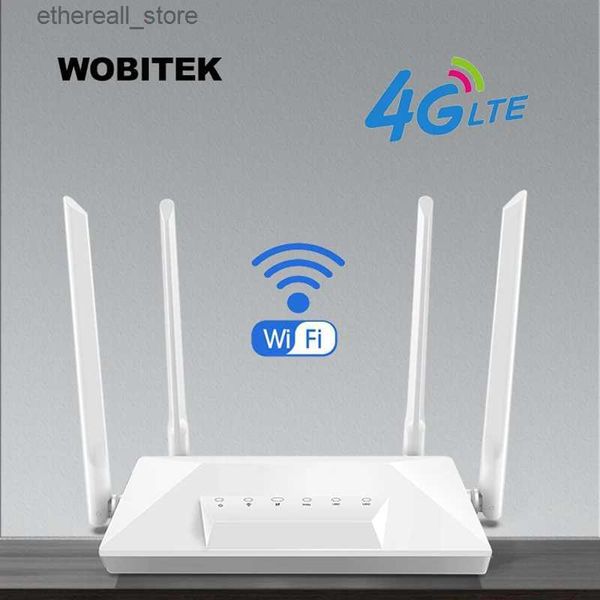 Enrutadores WOBITEK Desbloqueado 4G LTE Router CAT4 WiFi CPE Hotspot RJ45 LAN Ethernet Módem inalámbrico Ranura para tarjeta SIM 150Mbps Antena externa Q231114