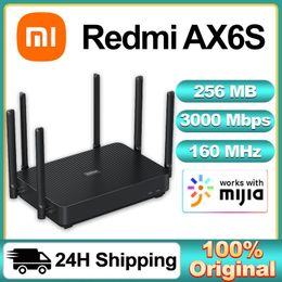 Routers Xiaomi Redmi Ax6s Router sans fil 3200 Mbps VPN Mesh WiFi 6 2,4g Système de maillage 5 GHz Dualfréquence 256 Mo Répuinage Pppoe