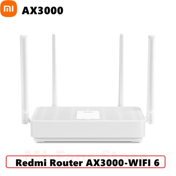 Routers Xiaomi Redmi Router AX3000 WiFi 6 Mesh Gigabit 2.4G5.0GHz Dualband Dualcore WiFi Repeater 256m Mémoire Amplifi