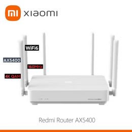 Routers Xiaomi Redmi Wireless WiFi Router AX5400 WiFi6 Mesh System 160MHz 4K QAM IPQ5018 CPU 512MB RAM 2,4 GHz 5.0 GHz Blanc de répétition