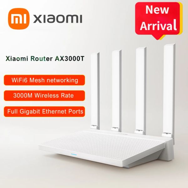 Routeurs Xiaomi Router AX3000T TECHNOLOGIE WIFI 6 MESH 2,4 GHz 5 GHz Miwifi Rom Protection de pénétration de paroi efficace Répéteur de routeur wifi