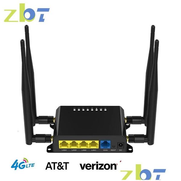 Routeurs Zbt We826 T2 Wifi routeur 4G 3G Modem avec emplacement pour carte SIM 300Mbps Point d'accès Openwrt 128Mb 12V Gsm Lte USB Wan 4 antenne Lan D DHP3A