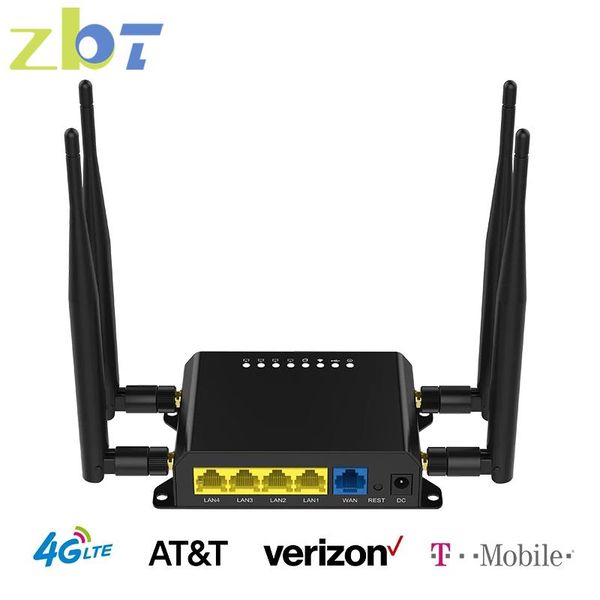 Routers ZBT WE826T2 Wifi Router 4G 3G Modem con ranura de tarjeta SIM 300Mbps Punto de acceso OpenWrt 128MB 12V GSM LTE USB WAN 4*LAN 4*Antenna