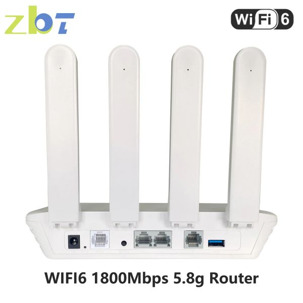 Routeurs Router WiFi6 ZBT 1800 Mbps Firmware OpenWrt DDR3 256MB FLASH 16MB 3 * Gigabit Lan Wan USB3.0 WiFi 6 802.11ax Point d'accès à hotspot