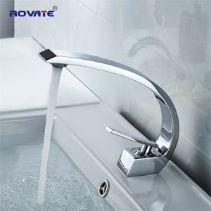 ROVATE Salle De Bains Bassin Robinet En Laiton Chrome Évier Mitigeur Vanité Eau Chaude Et Froide T200107