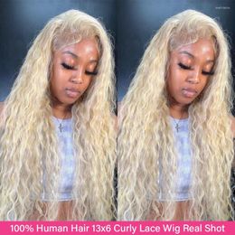 Rovess 613 Deep Wave Loose Lace Frontal Wigs 180% 250% Curly Honey Blonde Couleur 13x4 Transparent Human Hair Wig 26 28inche