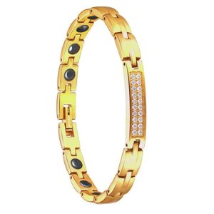 Bracelet à Double rangée de diamants en or et Zircon inoxydable pour femmes, bijoux japonais et coréens en acier titane