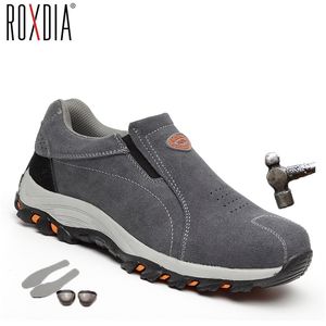 ROXDIA marque plus la taille 39-46 embout femmes hommes travail bottes de sécurité en cuir véritable acier mi semelle homme femme chaussures RXM103 Y200915