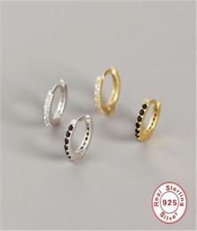 Pendientes de aro pequeños ROXI, pendientes redondos de circonia cúbica transparente rellenos de oro para mujer, joyería de plata de ley 100 925, pendiente 7057361