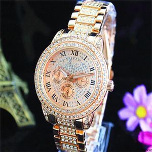 ROXXXX FALSE 3 Eyes Women Ladies Designer Quartz Horloges 3 kleuren hele luxe kwarts horloges Womens Diamonds WA2768