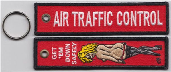Royal Air Force Air Traffic Control Get Em Down en toute sécurité Porte-clés brodé en tissu 13 x 2,8 cm 100pcs / lot
